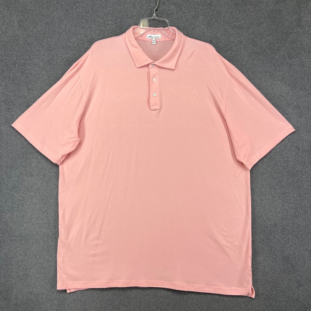 Peter Millar Polo Shirt Mens 2XT Pink Pima Cotton Tencel Short Sleeve Golf Top